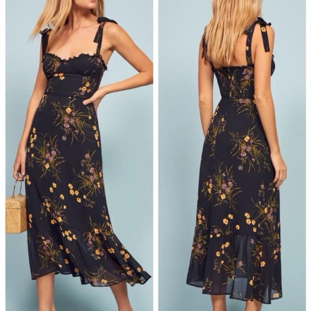 Reformation Nikita Corset Dress in Size 10 in Mademoiselle Print